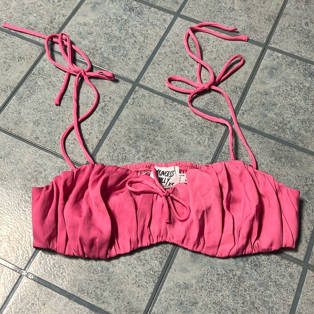 Princess Polly pink silky crop top